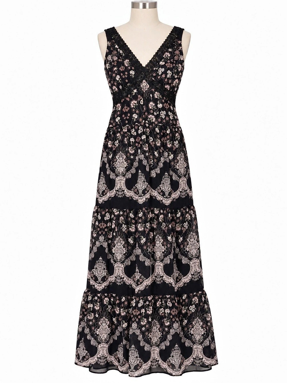 NWT Francesca's Mi Ami Floral Border Print Maxi Dress S